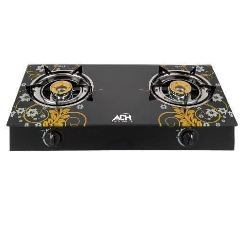 High Efficient Gas Stove With Glass Top And 2 Burners Designs And Colors Vary