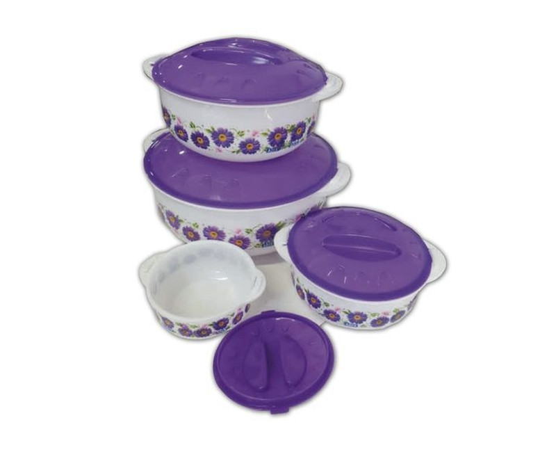 4 Set Plastic Serving Dishes/Containers - Purple, White