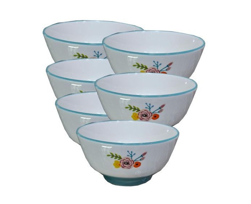 Serving Bowl 6 Pcs - White Flowers May vary
