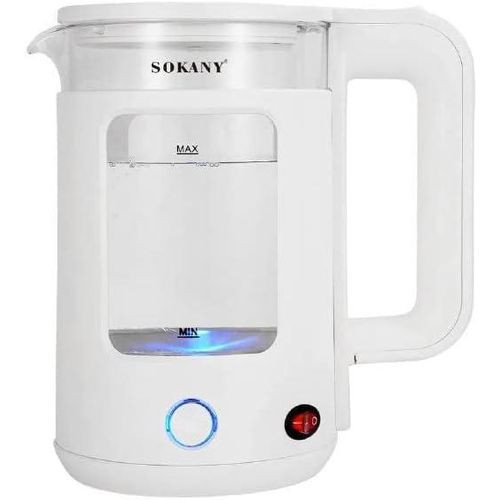2.2 Liters Fast Boiling Glass Kettle With Blue Led Light-White