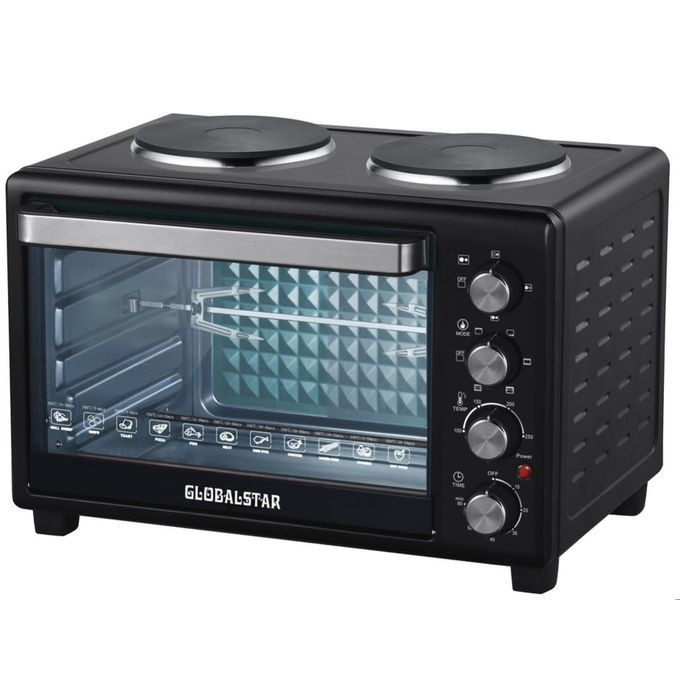 38 Litres Oven With Two Hot Plates And A Rotisserie – Black