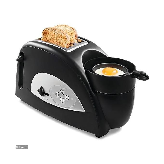 2 Slice Toast And Egg Cooker All In One Breakfast Maker Toaster - Black.