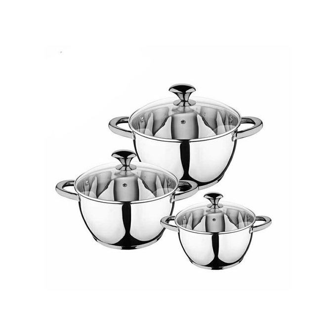 6 Pieces Of Stainless Steel Saucepans Cookware Induction Pots, Silver.