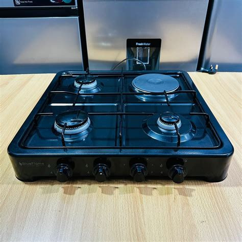 Blueflame O-401-b Desk top 3 Gas + 1 electric plate. Black Color easy clean Enamel body