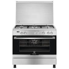 ELECTROLUX EGYPT 90/60cms 5 Gas +Cast Iron Pan supports+ Electric Oven & Grill + Fan + Rotasserie+ Digital Display EKK925A0OX