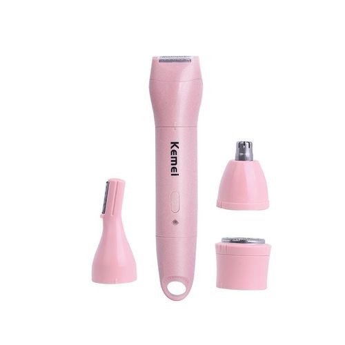 Electric Bikini Shaver 4 in 1 Trimmer, Pubic & Body & Facial Hair Remover, Painless & Safety for Body Meridian Underarm Nose Legs Hair Removal Razors, USB Rechargeable & Waterproof