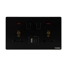 SR 13A 2G Switch Socket Black COMPLETE SR 5213-BK-TTCH