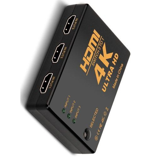 4K * 2K 3D Mini 3 Port HDMI Switch 1.4b 4K HDMI Splitter 1080P 3 in 1 Output Port Hub Black