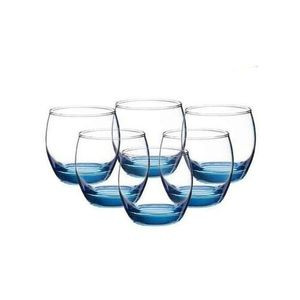 6 Pieces Whisky Glasses With Blue Base-Transparent