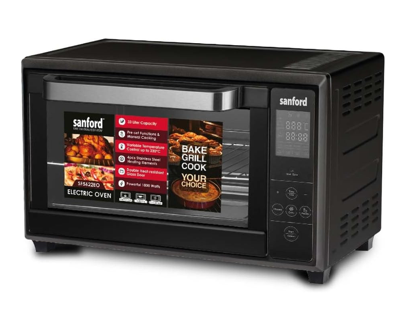 45 Litres Double Glass Door Electric Oven Grill Toaster - Black. Sanford