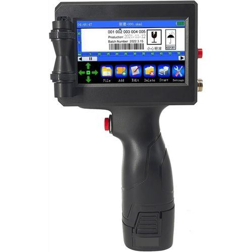 12.7mm Intelligent Handheld Printer Code Qr Code Logo Touch Screen Free Encryption Fast Drying Inkjet Printer for Barcode Production Date Logo Serial Number Variable QR Code Coding Machine Printing Production Date Batch Number- Black