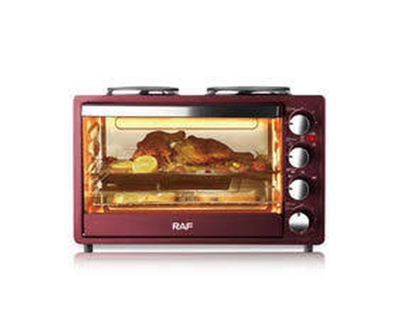 40L Electric Baking Oven With 2 Hot Plates- Maroon RAF