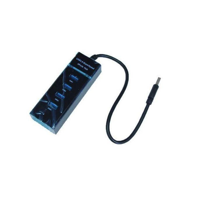 4 Port USB 3.0 Hub High Speed USB Cable Adapter - Black