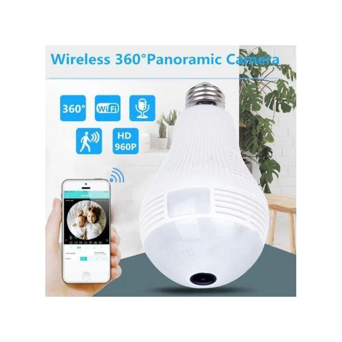 Home Security CCTV Spy Bulb Camera &Two Way Audio - White