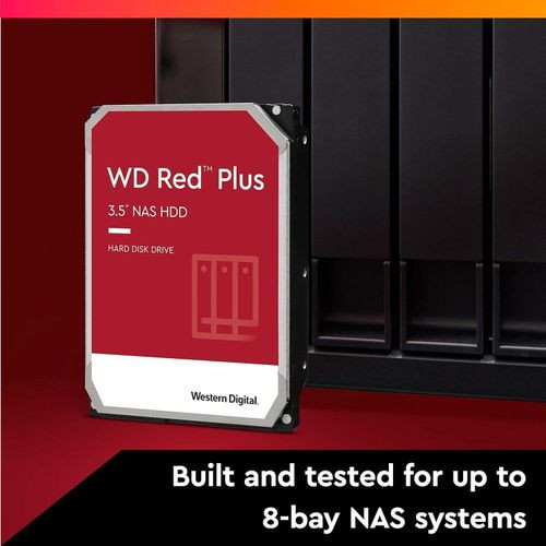 Western Digital 8TB Red Plus NAS Internal Hard Drive HDD - 5640 RPM, SATA 256MB/s, CMR, 128 MB Cache, 3.5" - WD80EFZZ NASware 3.0- Multicolor