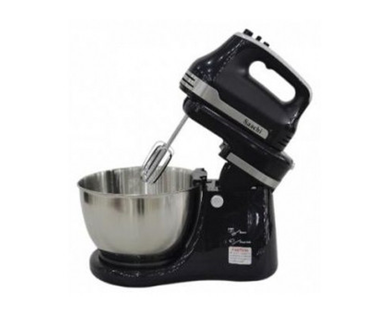 5 Speed Hand Mixer with Stand Mixer With Stainless Steel Bowl, Silver. Saachi