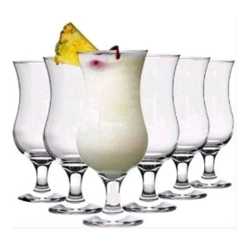 Cocktail Glasses 400ml Long Drink Tumbler Drinking Glasses Pack of 6 Cocktail Glasses-Transparent