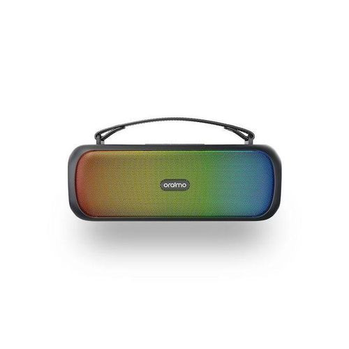 Bluetooth® Party Boombox Sound Massive Bass Dynamic Light Effects Portable Wireless Speaker OBS-75D With Carry Strap, Multi-Compatibility Modes, FM, IPX5, Built-in Mic- Black