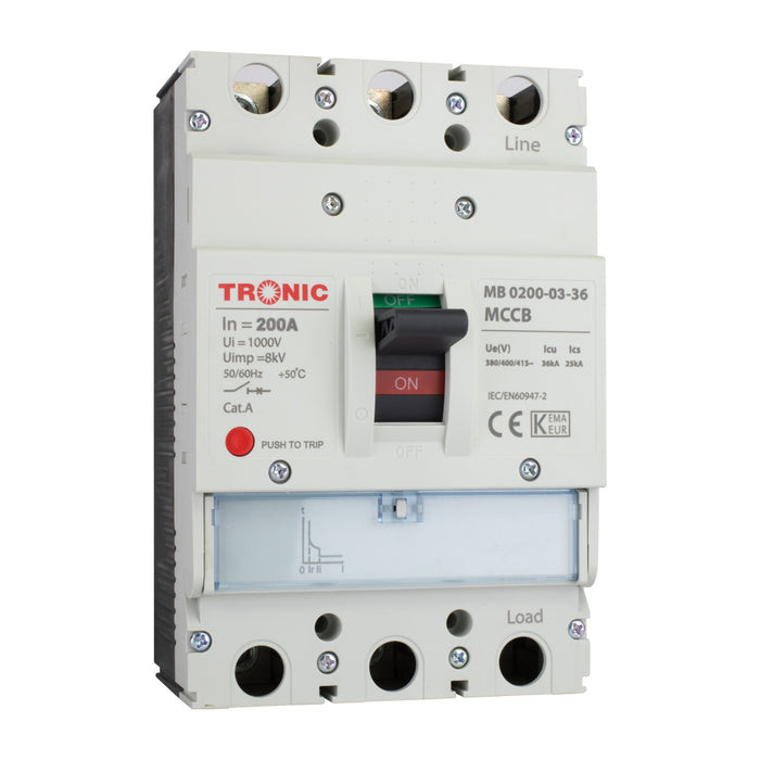 MCCB BREAKER SGM6 200A 3P 36KA 250L MB 0200-03-36
