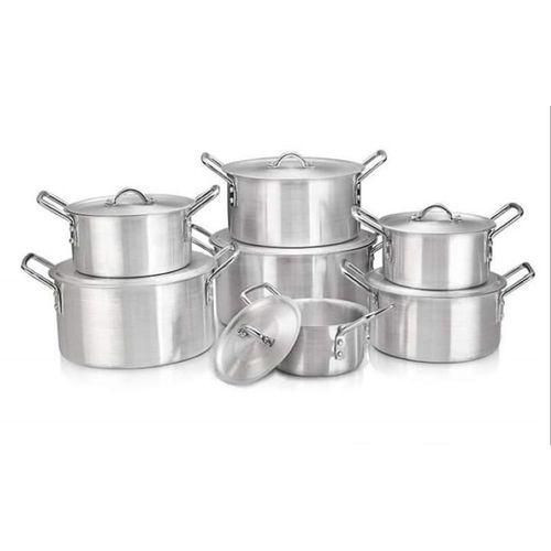 7Pcs Stainless Steel Cooking Pots - Silver