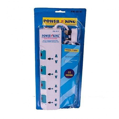 Heavy Duty-4 Ac Outlets Electric Extension Cable Overload Protection-White
