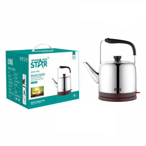 6 Liters Fast Boiling Stainless Steel Electric Kettle-Silver