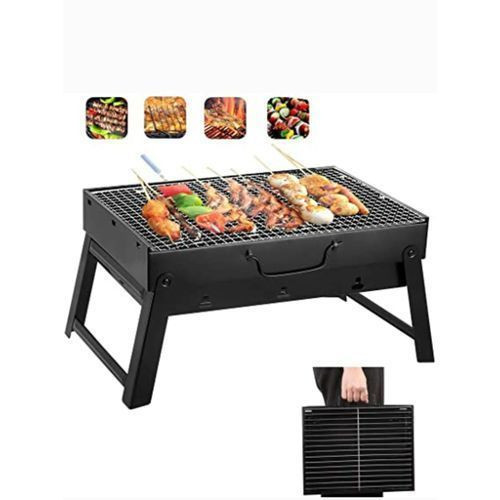 BBQ Portable And Foldable Charcoal Barbecue Grill Camping BBQ - Black