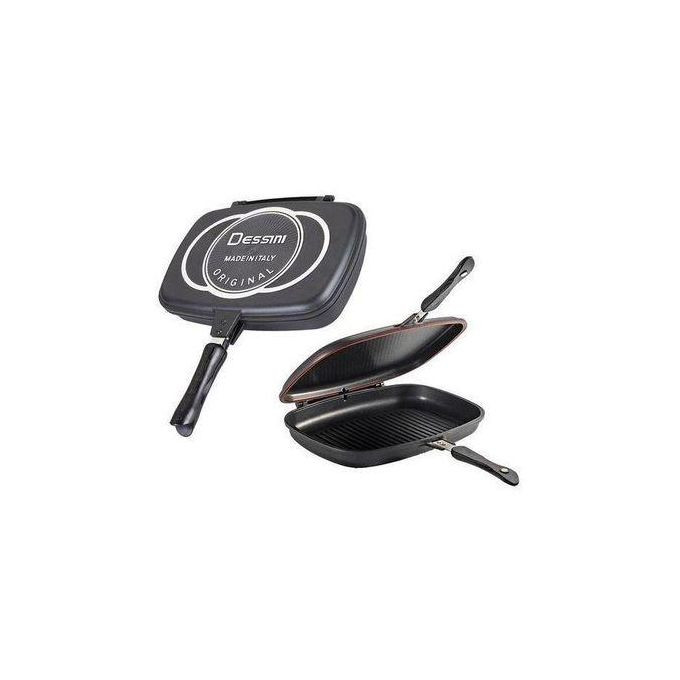 40cm Double Grill Pan Non Stick - Black