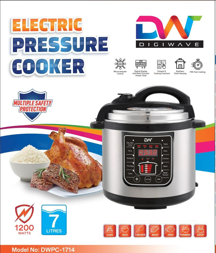 9L Electric DWPC-1714 Pressure Cooker 1200W - Silver