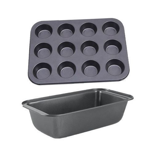 Bread Toast Loaf Pan And Muffin Cup Cake Mould - Black