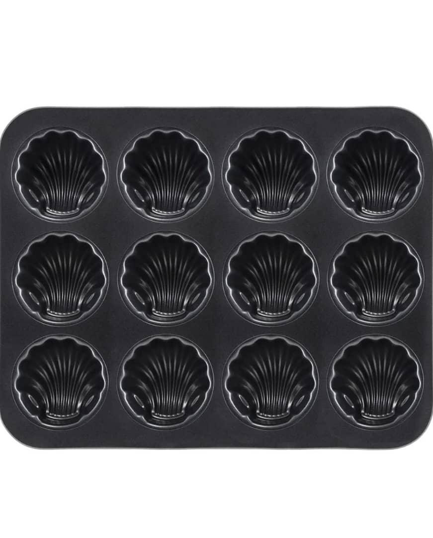 Shell-shaped Madeleine Mold Sticky Cake Mold 12 Holes - Black