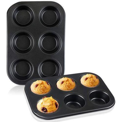 6 Space Cups Non Stick Aluminum Cup Cake Pan/Cupcake Pan - Black