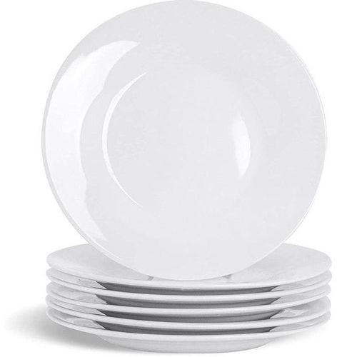 Ceramic 6 Pieces Plates With Curve-White