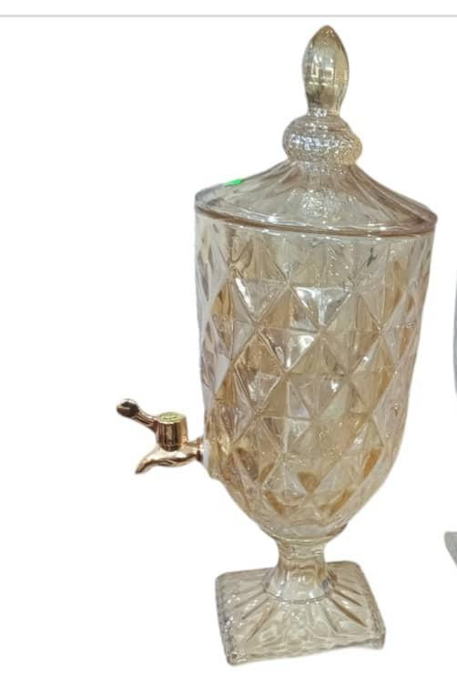 3Litres Drink Dispensers For Parties Crystal Glass Iced Mason Jar Dispenser with Stand And Spigot Liquid Containers Wide Mouth Beverage Server Water Pitcher For Juice Tea Party Bar Wedding Design May Differ - Gold