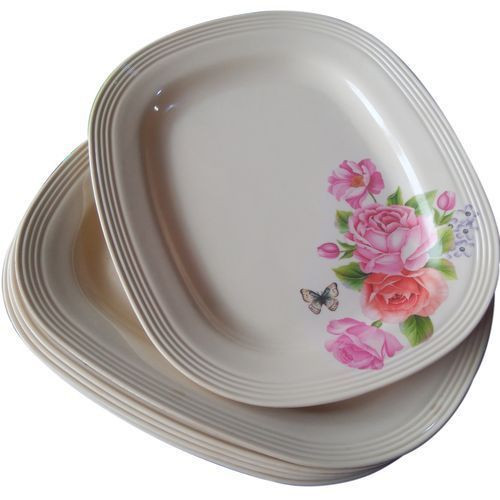Set Of 6 Oval Melamine Plates – Cream