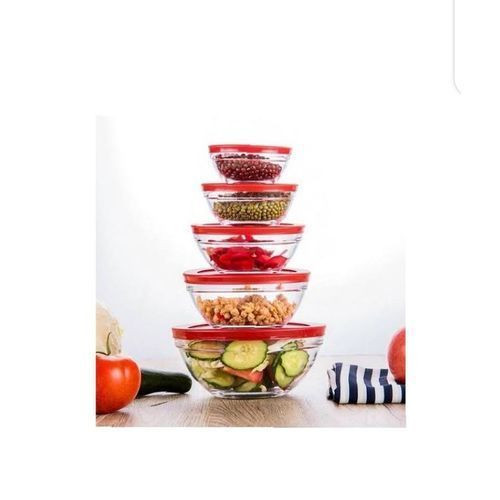 Glass Bowl Set Of 5pcs - Red