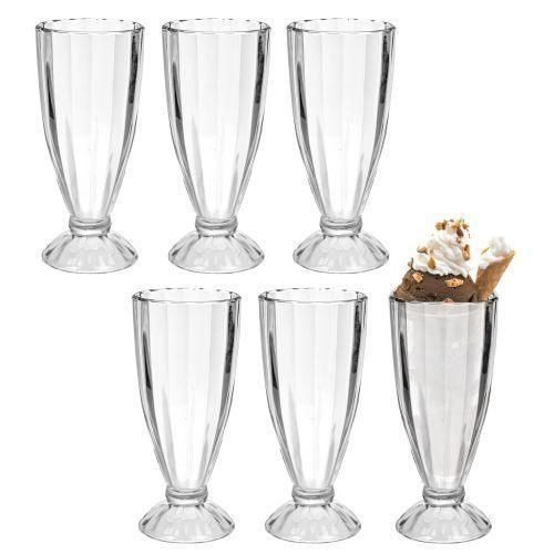 6 Pieces Set Of Milk Shakes/Ice Cream/Cocktail Drinking Glasses - Transparent