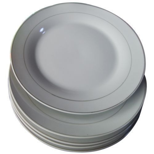 Set Of 6 Ceramic Dinner Plates_White