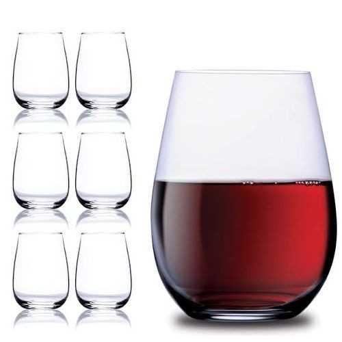 Long Lasting Stemless Wine Glasses,6pcs-Transparent
