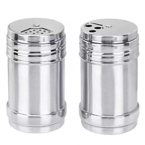 2 Pieces Stainless Steel Salt Pepper Spices Shakers