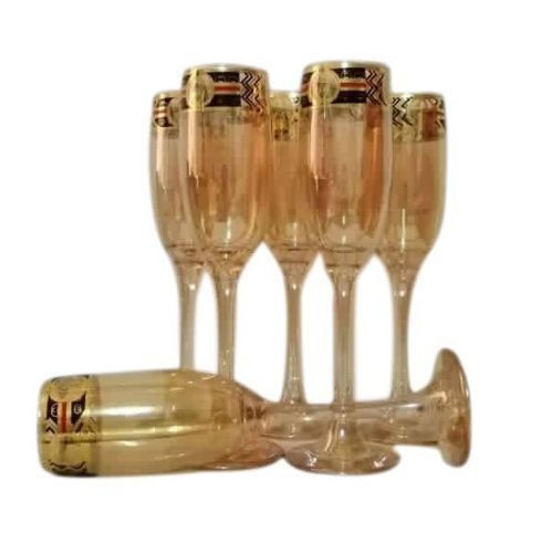 Gold Lead-free Juice, Wine Glasses- 6 Pieces,Brown.