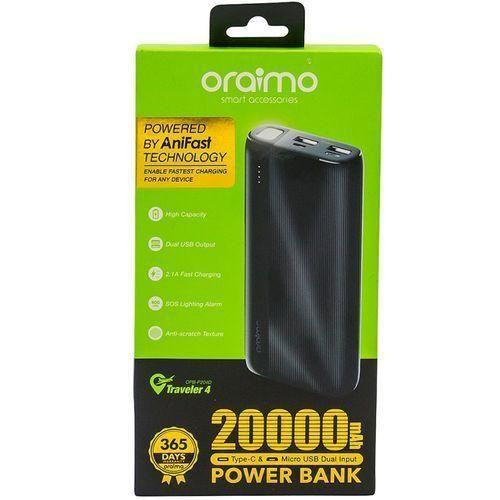 Traveler 4 20000mAh Triple Ports Fast Charging LED Power With Torch - Black/White