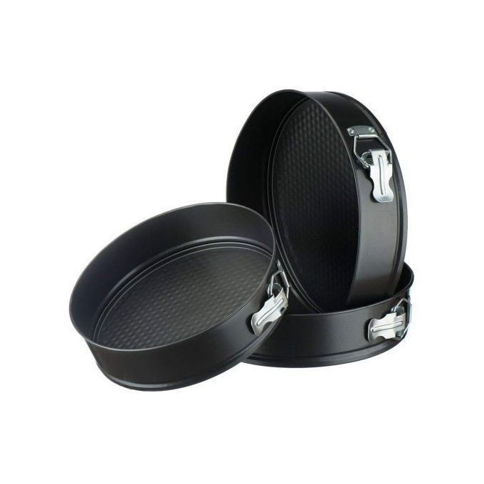3 Pieces Of Round Baking Cake Mould Pans Trays- Black.