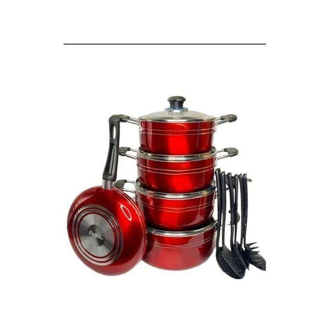 15 Pieces Cookware Set With Non Stick Ladles-Multicolor