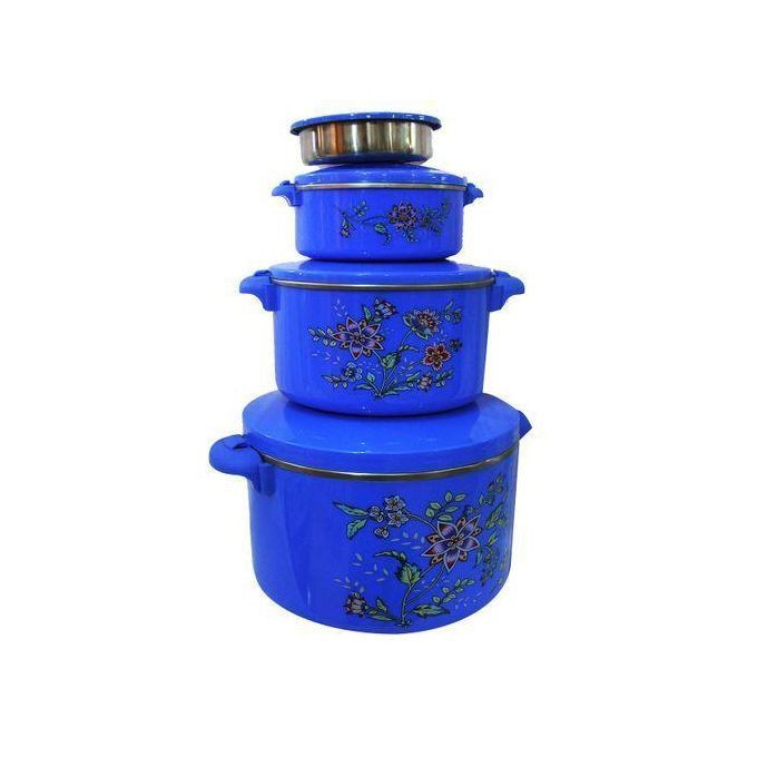 Set Of 4 Flower Detailed Food Storage Dishes – multi Colour