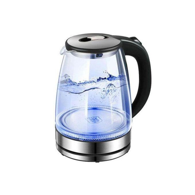 2L Glass Electric Kettle With LED Blue Light- Silver , Black.