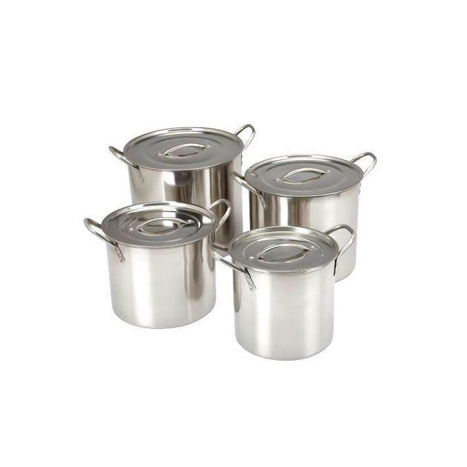 Stainless Steel Stock Pots 4Pcs Set - Silver