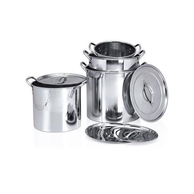 4 Pieces Stainless Steel Stockpots For Serving Food At Functions - Silver