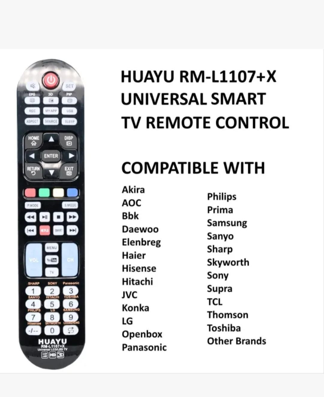 Universal Smart TV Remote Control with Home, My Apps, Netflix and YouTube Buttons - Black