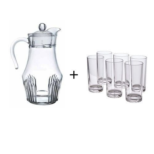 Quality 6 Drinking Glasses Plus 1 Glass Jug